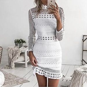 Women’s White Lace Dress-Medium